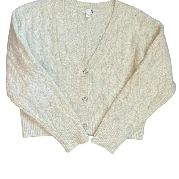 KUT from the Kloth Petra Pearl Button Cropped Cardigan Women’s Medium Classic Ch - Picture 4 of 13